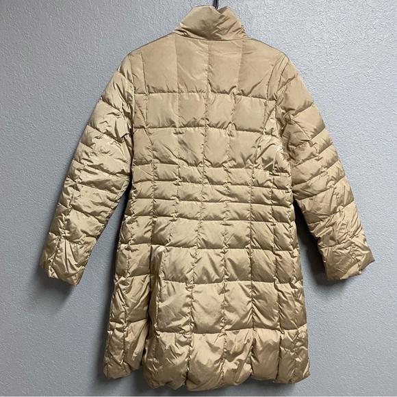 ANDREW MARC Womens Parka Coat Large Tan Down Fill Long Puffer Fur Jacket FLAWS - Picture 7 of 11